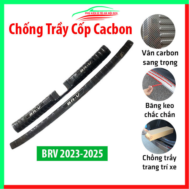 Ốp chống trầy cốp Honda BRV 2023-2025 cacbon sáng bóng