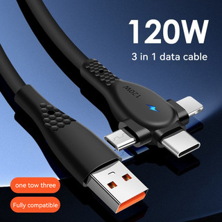 Cáp sạc nhanh 3 trong 1 có cáp dữ liệu đa chức năng nhẹ cho cáp sạc Iphone15 Android Typec Tương thích hoàn toàn
