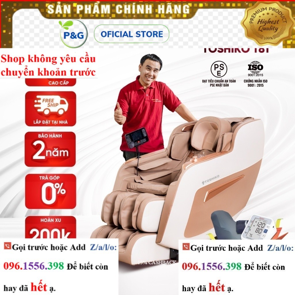 Hãng Ghế massage Toshiko T81 công nghệ con lăn 3D cao cấp km