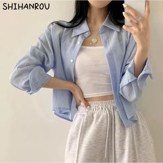 Shihanrou áo sơ mi áo sơ mi nữ áo kiểu hàn quốc chic may đo xinh thanh lịch wcs2440shv 16z240417