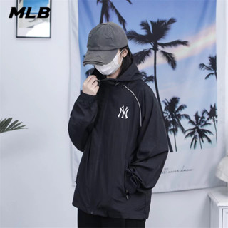 Thêu Logo MLB NY 100% Nguyên Bản Chống Gió Cặp Đôi Áo Khoác Chống Nắng Quần Áo Da Quần Áo Áo Khoác Cho Nữ Áo Khoác Trơn Có Khóa Kéo Bomber Áo Khoác Gió Áo Khoác Nam