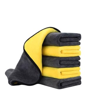 Khăn lau xe hơi bằng lông cừu san hô dày dặn hai màu 30x30cm không màu cọ rua xe dụng cụ rửa xe bao tay rửa xe dụng cụ rửa xe máy