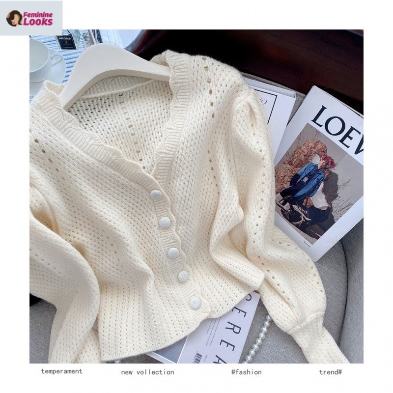 Áo Khoác cardigan Dệt Kim Lưng Cao Phong Cách Hàn Quốc