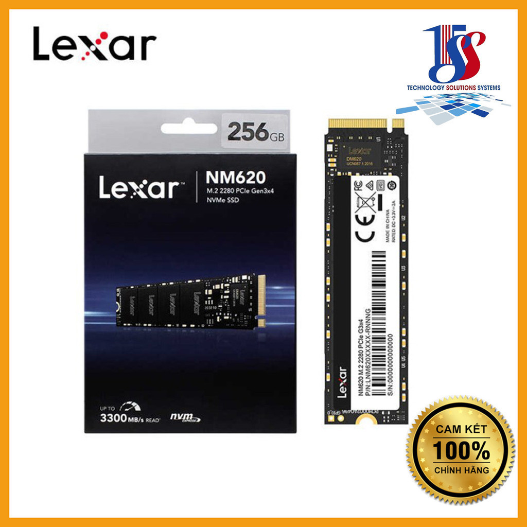 Ổ cứng SSD Lexar NM620 256GB M2 NVME gen 3&4 (đọc 3500MB/s, ghi 1300Mb/s) - Bảo hành 5 năm