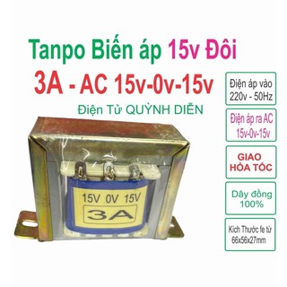 Biến áp đối xứng hạ áp 15v đôi ac vào 220v ra ac 15v-0v-15v - 3a - linhkienhd