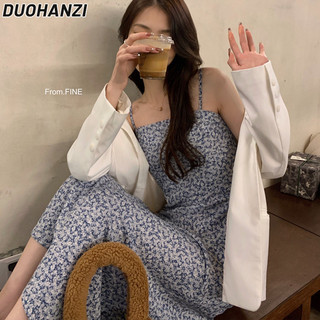 Duohanzi Đầm Nữ Voan Nhẹ Nhàng Mùa Hè Đi Biển Kỳ Nghỉ Du Lịch Sling Đầm Dài Váy Hoa