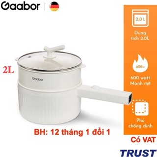 Nồi Điện Đa Năng Gaabor GR-N20A - Dung Tích 2 Lít - Vân Đá Chống Dính - Kèm Xửng Hấp - Công Suất 600W