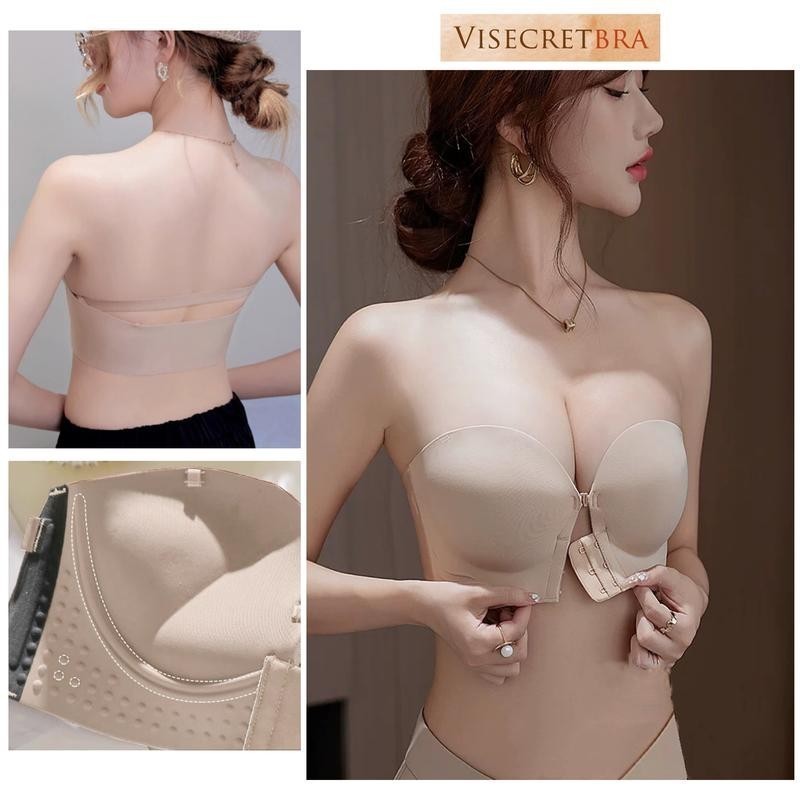  Áo Lót Áo Ngực Không Dây Cài Trước Bra Nữ Mút Dày 4cm Không Gọng Nâng Ngực Tạo Khe Bảng To Che Mỡ Lưng -- 240201 