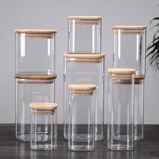hộp thuỷ tinh nắp gỗ, hũ thuỷ tinh đựng gia vị, hộp đựng đồ khô, hũ đựng đồ - WILLEM