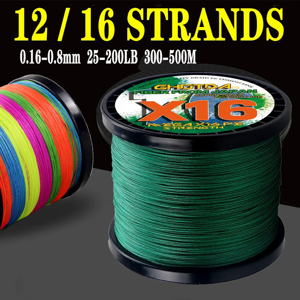 Dây Câu Cá Bện PE 12 / 16 Dây Siêu Mạnh Đa Dây Cá Biển 25LB-200LB Cá Chép Dây Câu Cá Nước Mặn 300M 5