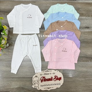 Bộ dài minky CÚC LỆCH khuy bấm, quần can đũng đóng bỉm