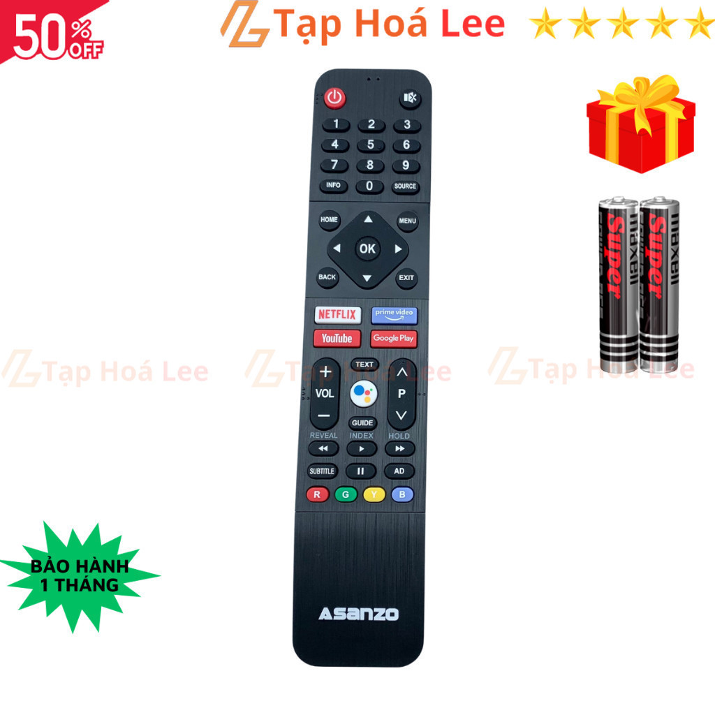 Remote điều khiển tivi ASANZO Mã 01 giọng nói, điều khiển TV Asanzo dòng tivi SMART LED - TH Lee