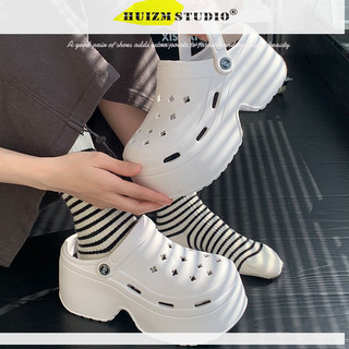 Crocs đế dày màu trơn thời trang đơn giản mới dành cho nữ mang dép