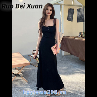 Ruo Bei Xuân Váy Nữ Gợi Cảm Váy yếm Tính Khí Thiết Kế Pháp Eo thon Váy Dài