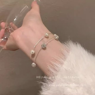 2024 Gypsophila Vòng Tay Ngọc Trai Hai Lớp Phong Cách Bé Gái Nhẹ Sang Trọng Thiết Kế Niche Vòng Tay Cao Cấp Xếp Chồng Tinh Tế Trang Sức Tay 20007