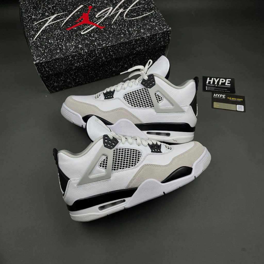 Giày thể thao bóng rổ *_Jordan 4 Military Black (JD4 trắng đen) | Best Quality