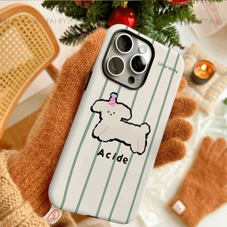 Ốp Điện Thoại Con Chó Con Xoăn Dễ Thương 2 Lớp Tương Thích iPhone11 12 13 14 15 12Promax 13Promax 14plus 14Promax X XS XR Ốp Lưng 8EQU