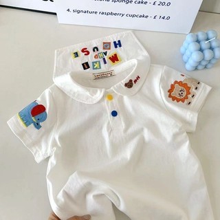 Hot Phong Cách Mới Nhật Bản Hàn Quốc Dễ Thương Áo Thun Tay Ngắn Mùa Hè Nhật Bản Phong Cách Mới Trẻ Em Hoạt Hình Thêu Phong Cách Hải Quân Tay Ngắn Top Bé Nửa