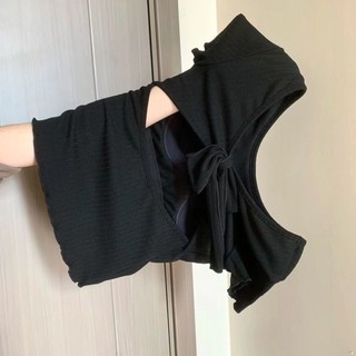 Áo thun ngắn tay nơ lưng rỗng dành cho nữ mùa hè Slim Fit Top