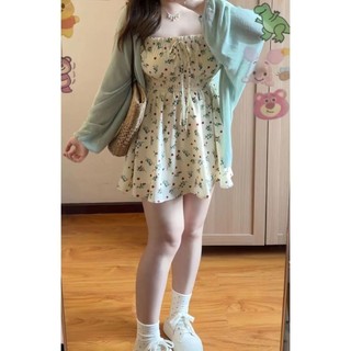 Đầm hoa cỡ lớn Váy nữ giảm béo eo