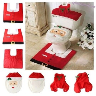 3 Chiếc Màu Đỏ Ông Già Noel Vệ Sinh Ghế Chân Miếng Lót Bình Nước Bao Bộ Trang Trí Nhà