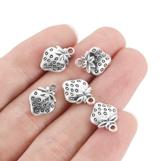 St. kunkka 5-20 chiếc hợp kim dâu mặt dây chuyền retro bạc dâu tây mặt dây chuyền cho diy trang sức mặt dây chuyền làm