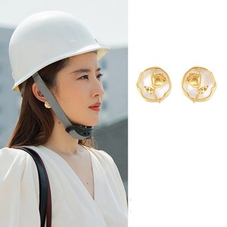 [Hàng có sẵn] Rose Story Liu Yifei Huang Yimei Bông tai cùng phong cách Bông tai hoa hồng dập nổi hình tròn