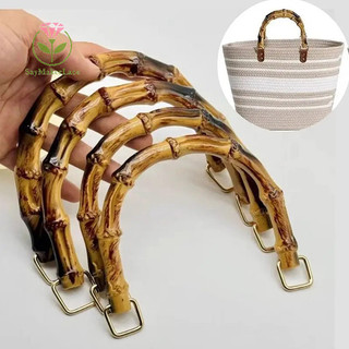 [Saymakerlace] Túi tre tròn hình chữ D mới Tay cầm bằng gỗ Túi xách cổ điển thủ công thay thế dây đeo Phụ kiện túi DIY Tay cầm Woden tự nhiên