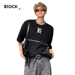 B1ock Nam Tb xeno Thanh Niên Bờ Tây Dây Kéo Tay Ngắn Hạng Nặng Bảo Vệ Vai Retro Đường Phố Áo Sơ Mi Nam Nữ