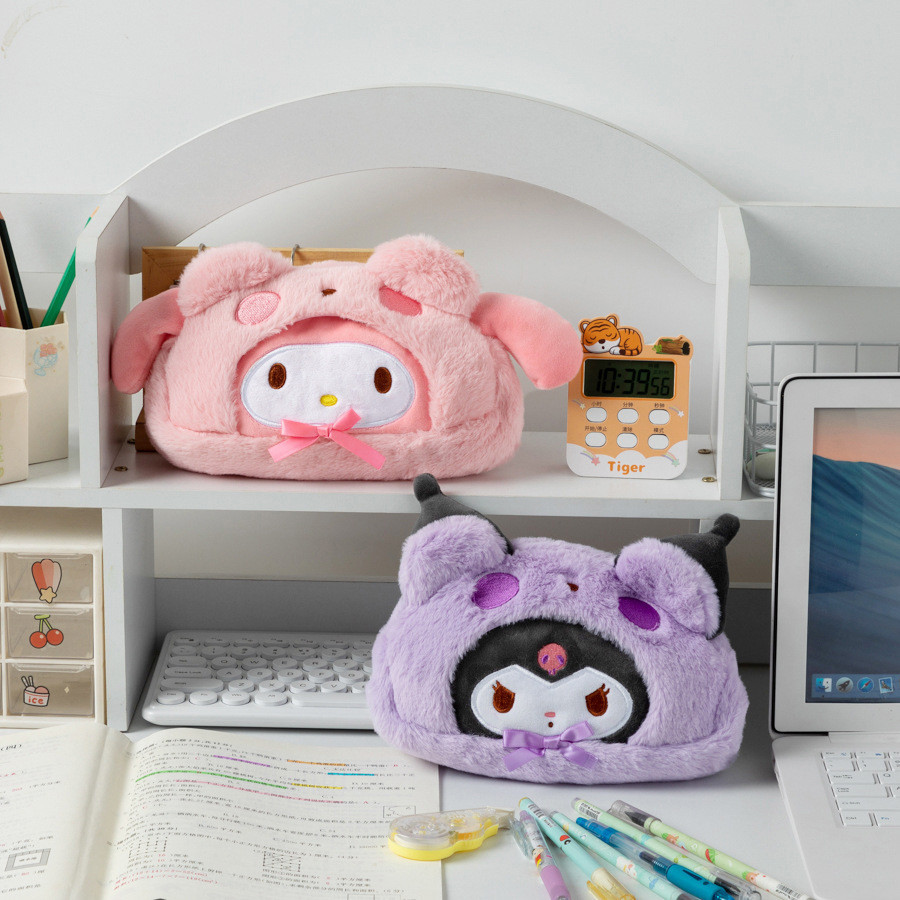 Hộp Đựng Bút Chì Sanrio Kawaii Kuromi Cinnamoroll Giai Điệu Kawaii Dung Tích Lớn Sang Trọng Bút Túi 