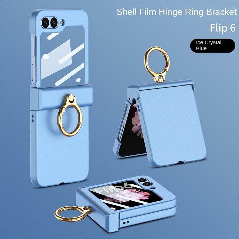 Ốp Điện Thoại Giá Đỡ Nhẫn Nhựa Galaxy Z Flip 6 Cho Samsung Galaxy Z Flip 6 Flip6 5G Full Bản Lề Mỏng Bảo Vệ Chống Sốc