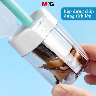 M&G Double Hole Pencil Sharpener Student Portable Mini Multifunctional Pencil Sharpener Large Caliber Pencil Sharpener Transparent White