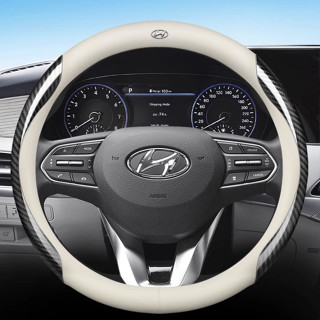 Bọc Vô Lăng Ô Tô Size 37-38cm Chuẩn - Da PU Phối Sợi Carbon Chống Trượt & Thoáng Khí, Phù Hợp Hyundai Langdong/SantaFe/Tucson