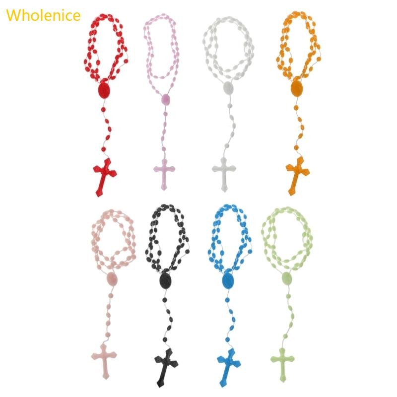 Plastic Rosary Beads Luminous Necklace Catholicism Prayer Religious Jewelry