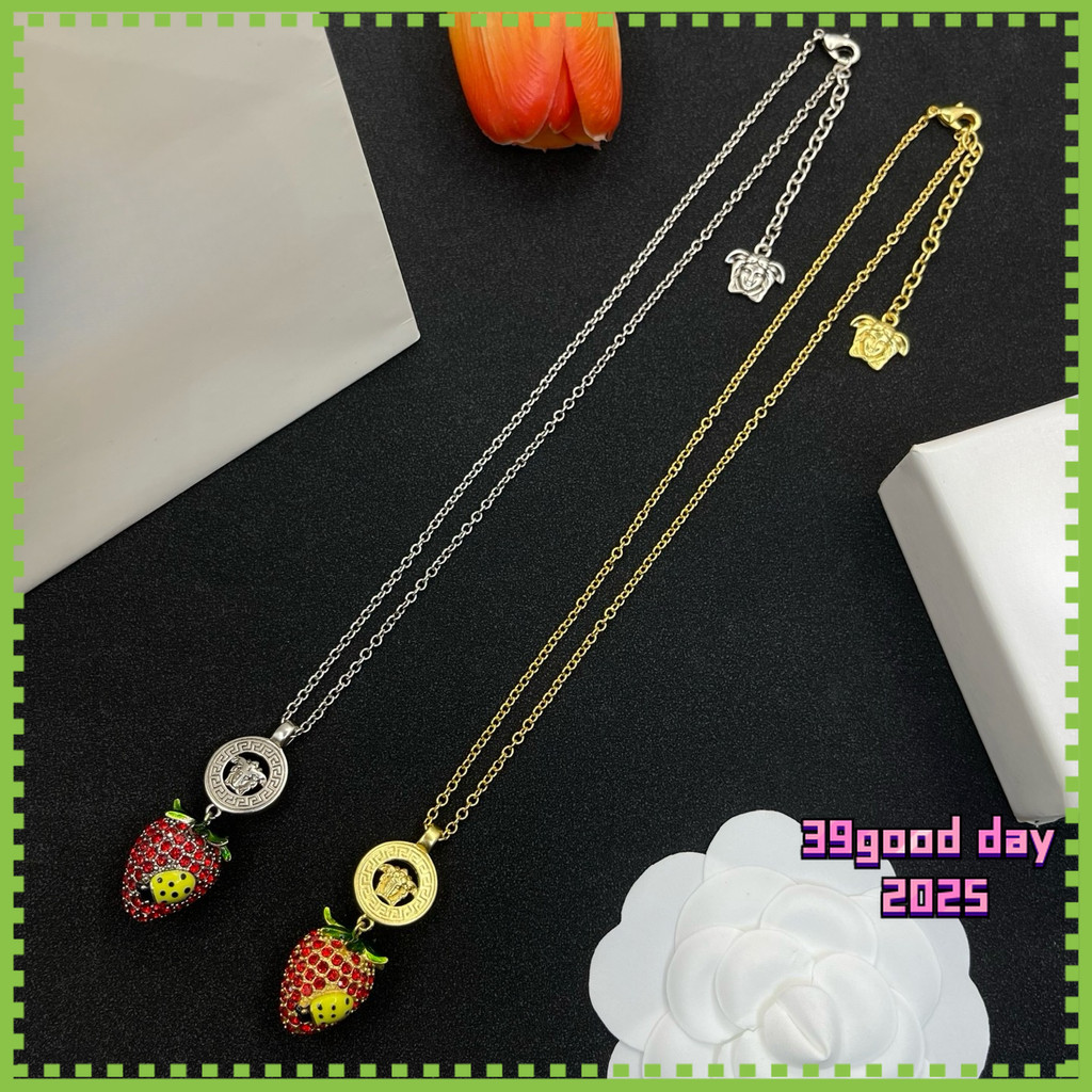 [V-home-ersace] Mặt dây chuyền bọ rùa dâu tây Medusa Vòng cổ thời trang sang trọng dành cho nam và n