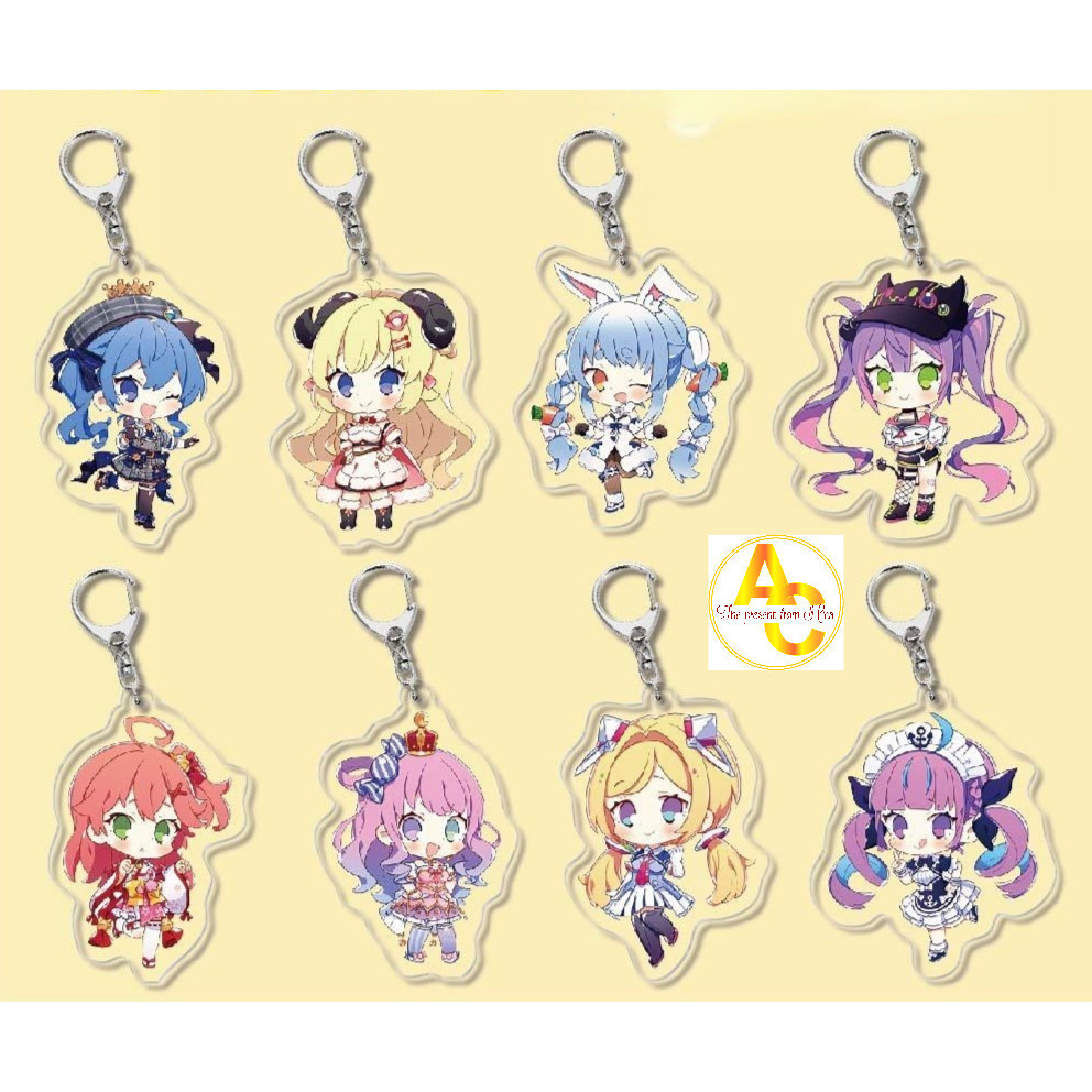 Kawaii anime hololive vtuber cosplay keychain gawr gura watson