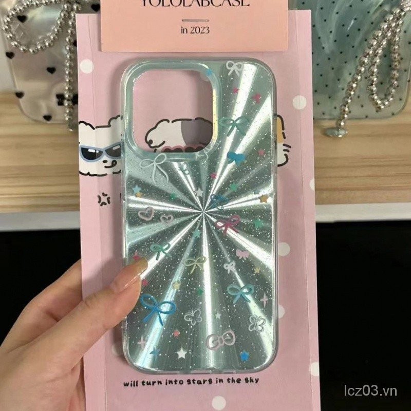 Ốp Điện Thoại Thích Hợp Cho iPhone Trong Suốt Xanh Toàn Màn Hình Nơ iPhone15 / 14 / 13promax Vỏ Điện