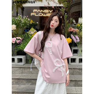 JINSHIHUI áo phông áo thun nữ croptop baby tee Đơn giản Dễ thương Casual Hàn Phong WTX2440SX6 16Z240418