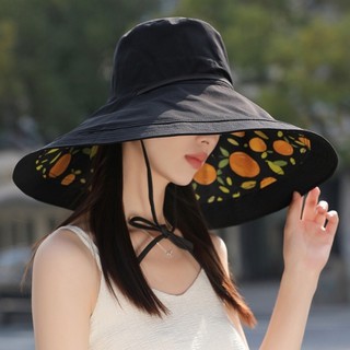 Mũ chống nắng vành cực lớn 2024 Phong cách mới Mũ chống nắng hai mặt du lịch đơn giản Mũ chống tia cực tím đi biển