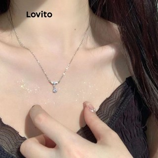Vòng cổ Lovito kiểu giọt nước đính đá màu trơn phong cách lãng mạn sang trọng dành cho nữ LFA13660