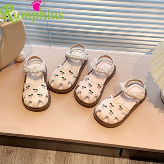  Rumphius Dép Da Ngọc Trai Đáng Yêu Cho Bé Gái Thêu Ngọt Ngào Anh Đào Chống Va Chạm Đế Mềm Giày Trẻ Em Size 21-34 