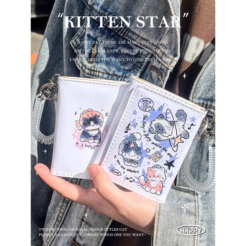 Ví Đựng Tiền Xu Ví Phong Cách Ví Mèo Dễ Thương Nhỏ Dung Tích Lớn Nhiều Thẻ Đựng Thẻ Phong Cách Cặp Đ