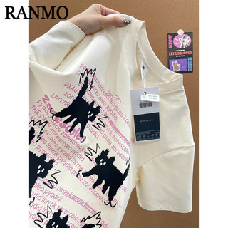 RANMO áo phông áo thun nữ croptop baby tee thời trang Thể thao INS Vintage WTX2440NN4 19Z240507