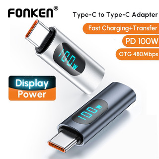 Bộ chuyển đổi fonken otg 100w màn hình kỹ thuật số usb type c nam sang type c nữ bộ chuyển đổi otg pd bộ chuyển đổi sạc nhanh cho xiaomi huawei