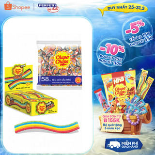 Combo kẹo dẻo Sour Belts Chup Chups và kẹo mút Chupa Chups sắc màu Tongue Painter