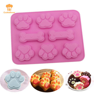Kittenbaby Khuôn Nướng Bánh Silicon Chó Xương Chó Dấu Chân Bánh Khuôn Thực Phẩm Khuôn Nướng Bánh Mới