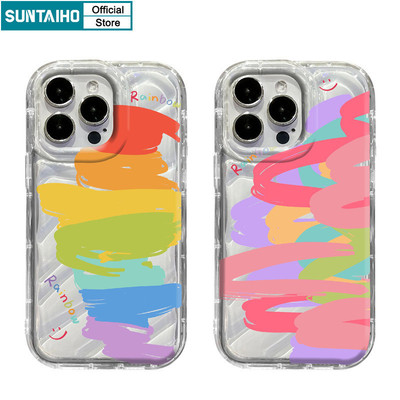 Suntaiho Vỏ Thời Trang Vui Nhộn Rainbow Họa Tiết Graffiti Ốp lưng Iphone 15 14 12 13 11 Pro Max IP 7 8 Plus Iphon X Xs XR Xs Max TPU Silicone Mềm Cao Cấp Chống Sốc Ốp Lưng