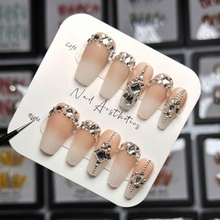  Handmade Đeo Móng Tay Đầu Móng Tay Đầu Móng Tay Miếng Dán Móng Tay Kim Cương Trong Mảnh Vỡ Flash Cô Dâu Móng Tay