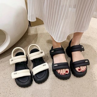 Dép sandal nữ quai hậu Ekko quai dán da mềm đế cao 5 cm