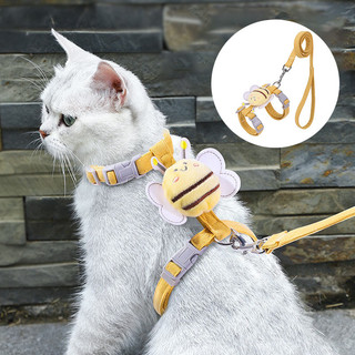 Bộ dây nịt và dây xích mèo ong Bộ áo Vest ngực có thể điều chỉnh chống thoát hiểm Dây nịt đi bộ thú cưng phổ biến cho mèo